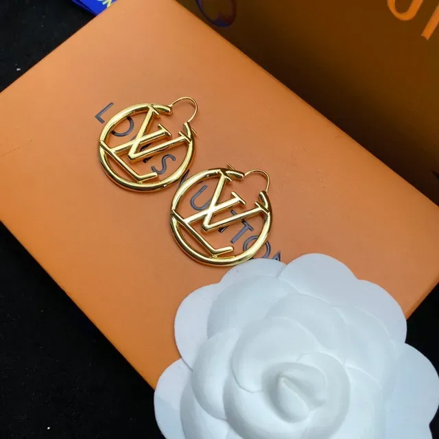Louis Vuitton Monogram Hoop Gold White Large Earrings 5