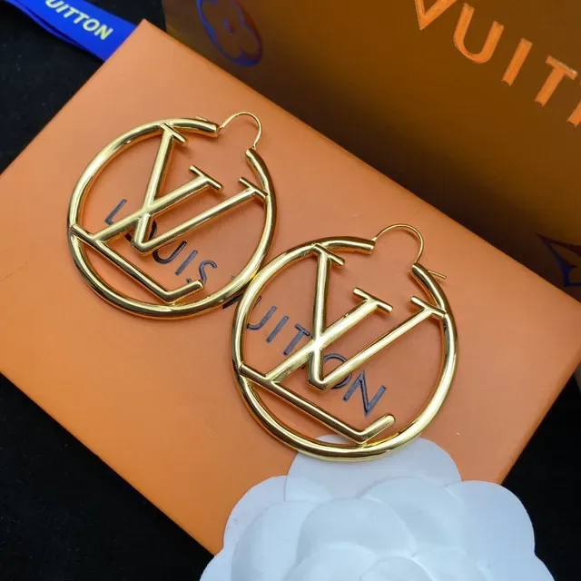 Louis Vuitton Monogram Hoop Gold White Large Earrings 8