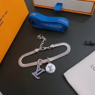 سوارة Louis Vuitton Monogram سلسلة ثعبان إنامل تشارم فضية أزرق