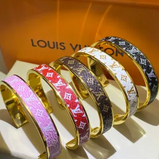 Louis Vuitton Monogram سوار جلدي وردي أبيض أحمر بني أسود ذهبي سوارات