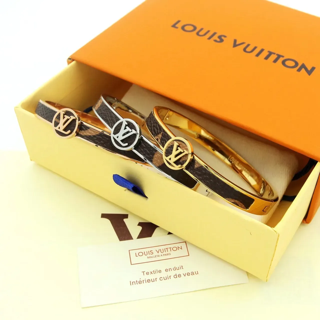 Louis Vuitton Monogram Leather Inlay Hinged Bangle Bracelet 8