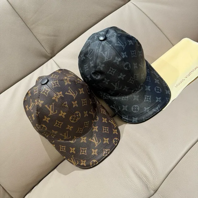 Louis Vuitton Monogram Leather-Textured Baseball Cap 2