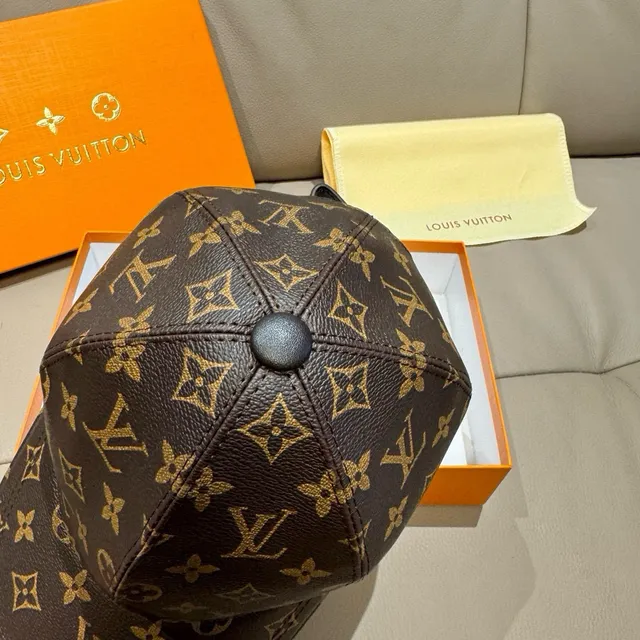 Louis Vuitton Monogram Leather-Textured Baseball Cap 6