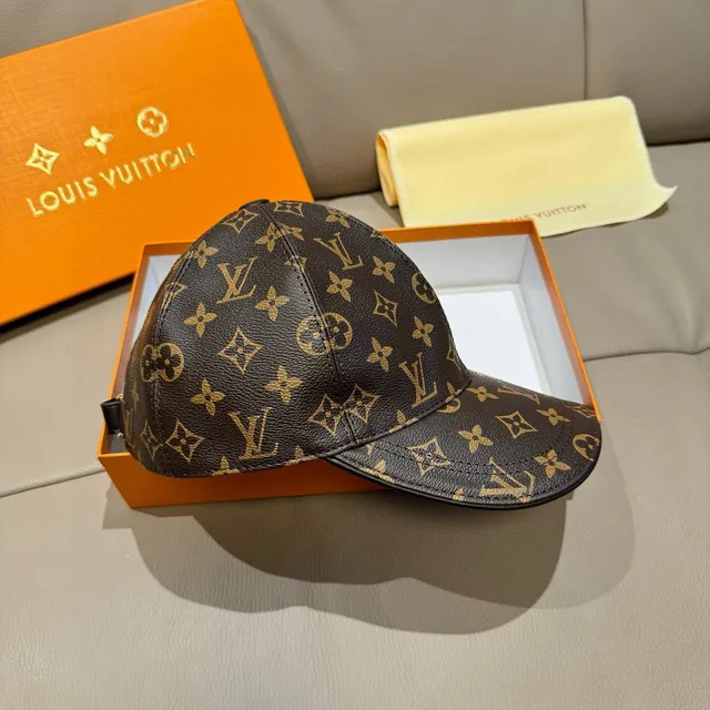 Louis Vuitton Monogram Leather-Textured Baseball Cap 7