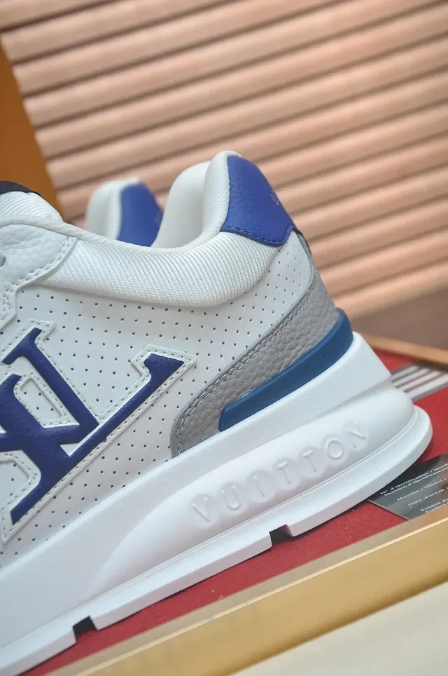Louis Vuitton Monogram Perforated White Gray Blue Lifestyle Sneakers 2