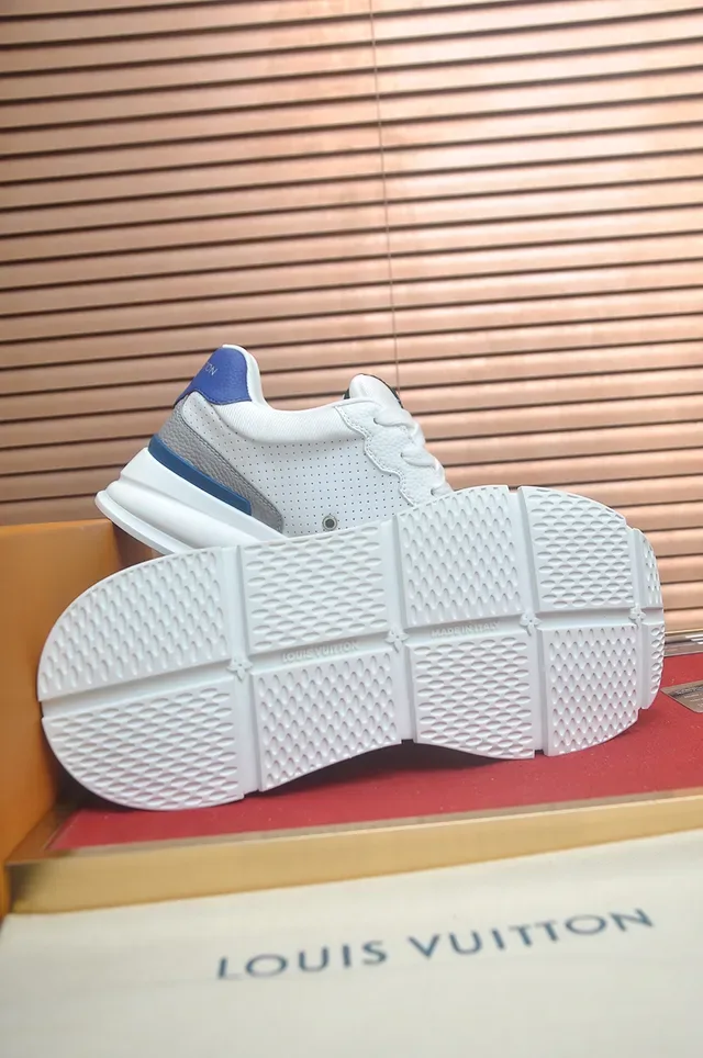 Louis Vuitton Monogram Perforated White Gray Blue Lifestyle Sneakers 3