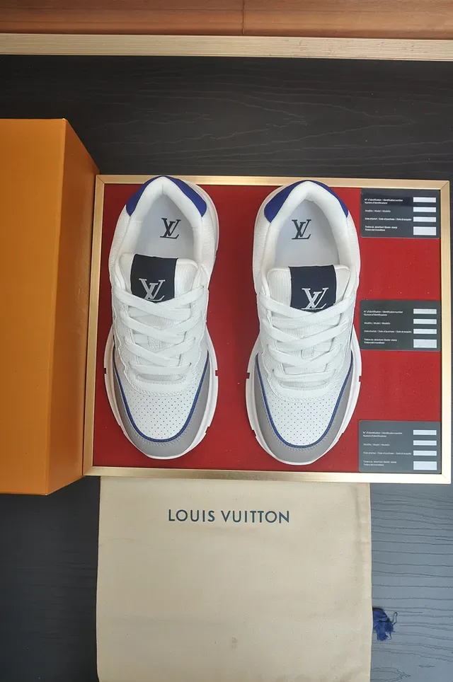 Louis Vuitton Monogram Perforated White Gray Blue Lifestyle Sneakers 5