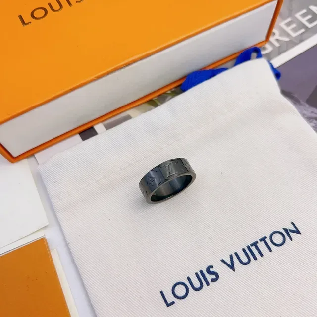 Louis Vuitton Monogram Ring Black-Coated Metal Ring 7