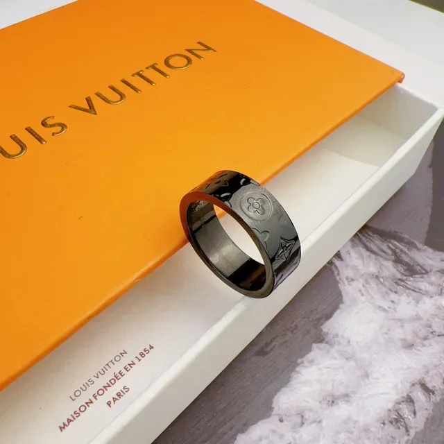 Louis Vuitton Monogram Ring Black-Coated Metal Ring 9