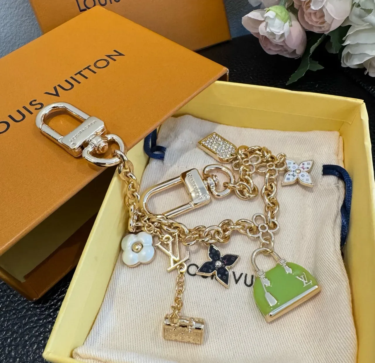 Louis Vuitton Monogram World Tour Multi-Charm Gold-Tone Bracelet 4