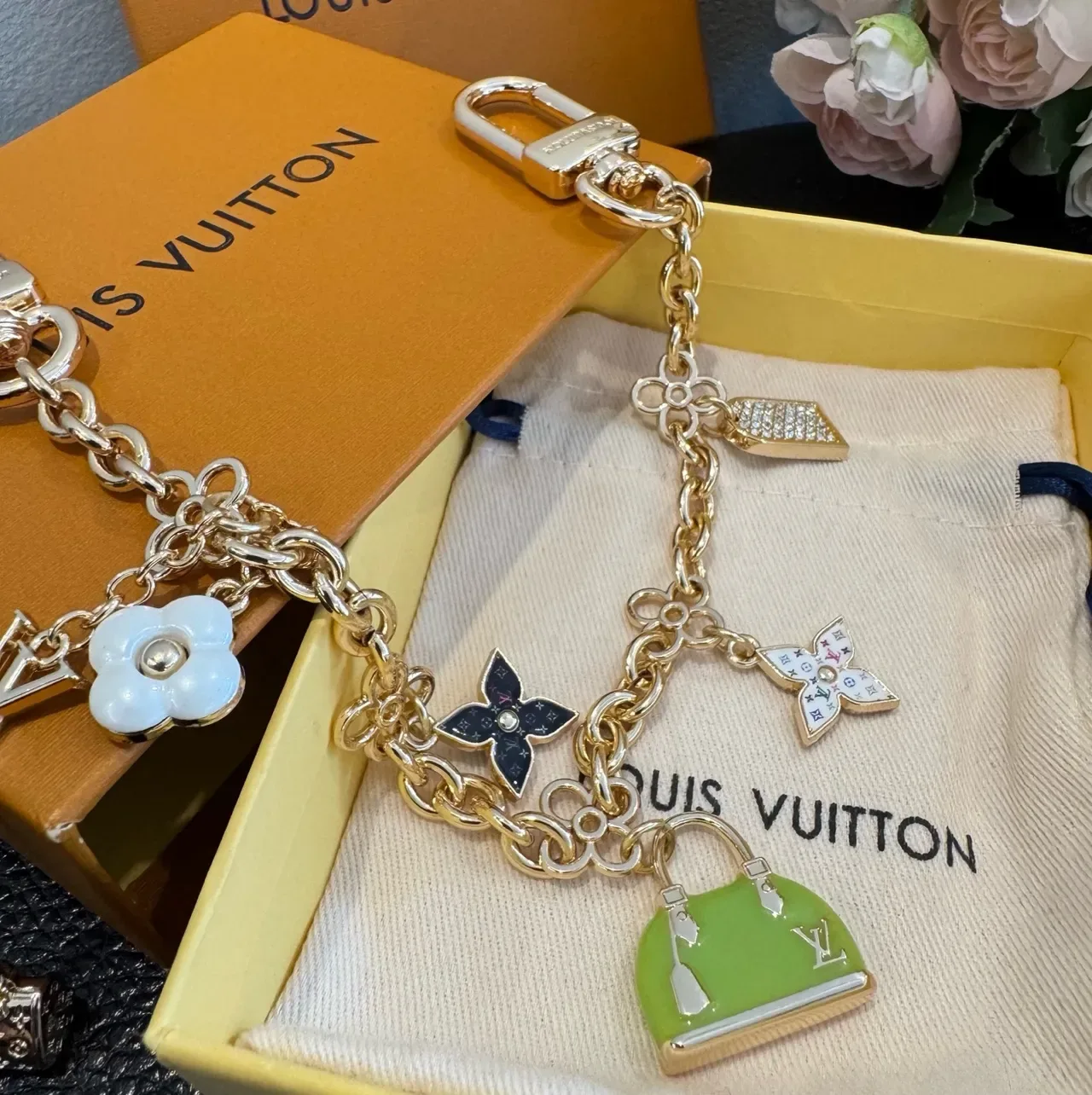 Louis Vuitton Monogram World Tour Multi-Charm Gold-Tone Bracelet 5