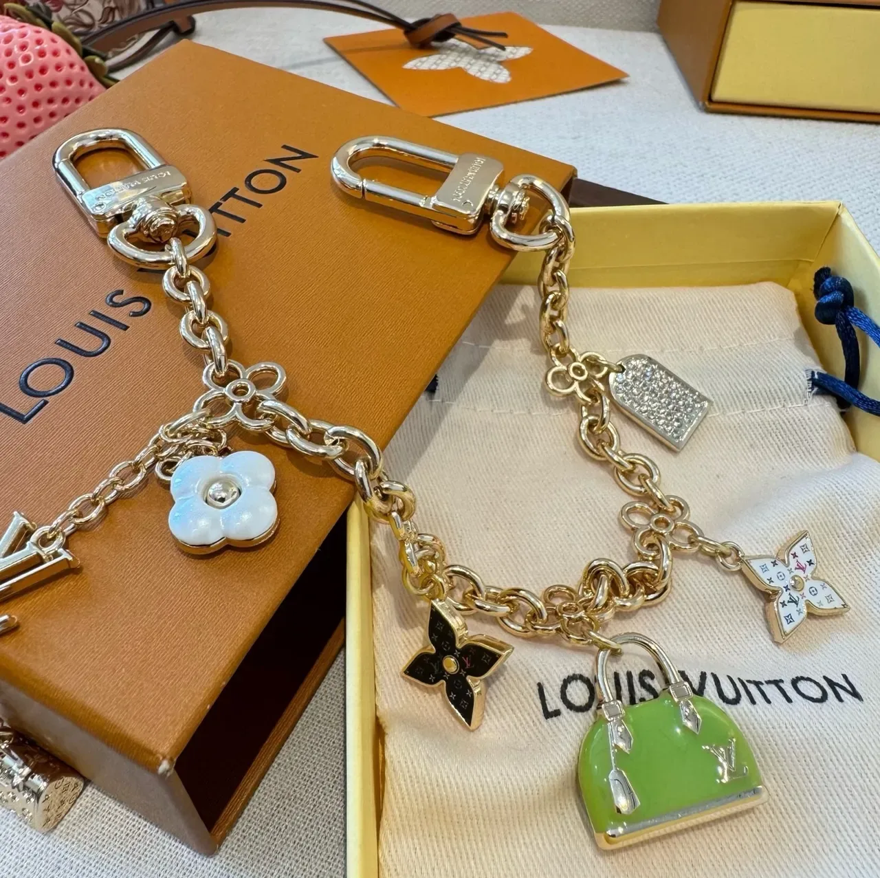 Louis Vuitton Monogram World Tour Multi-Charm Gold-Tone Bracelet 8