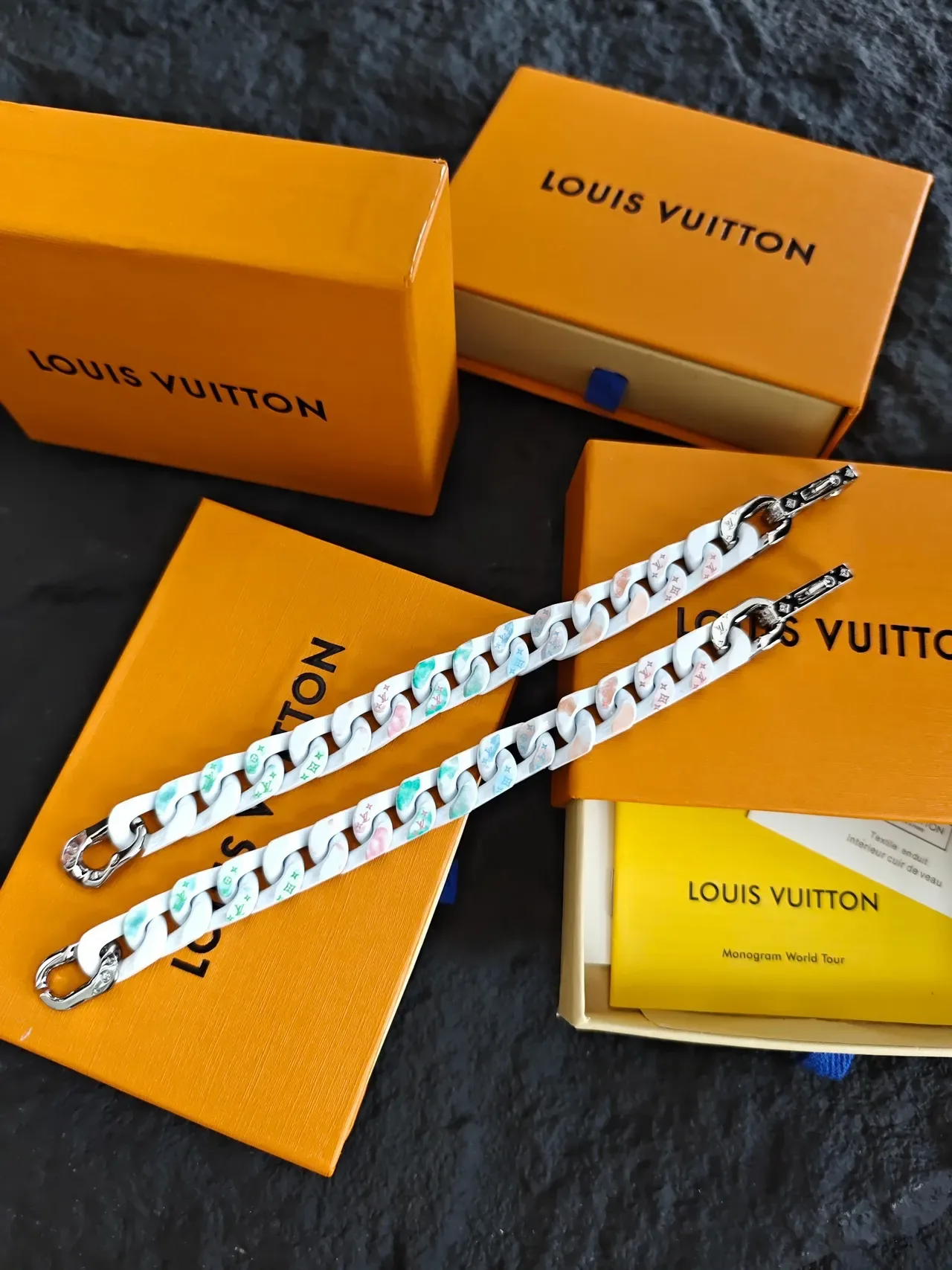 Louis Vuitton Monogram World Tour Multicolor Enamel Chain Bracelets 1