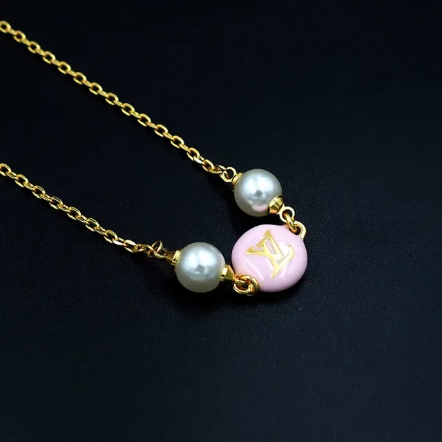 Louis Vuitton Monogram World Tour Pink Enamel and Pearl Necklace 7