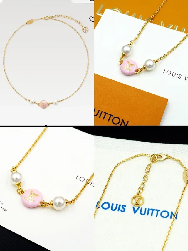 Louis Vuitton Monogram World Tour Pink Enamel and Pearl Necklace 9
