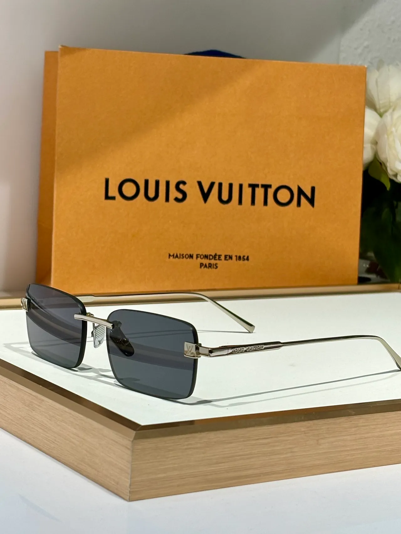 Louis Vuitton Monogrammed Lens Rectangular Rimless Sunglasses 5