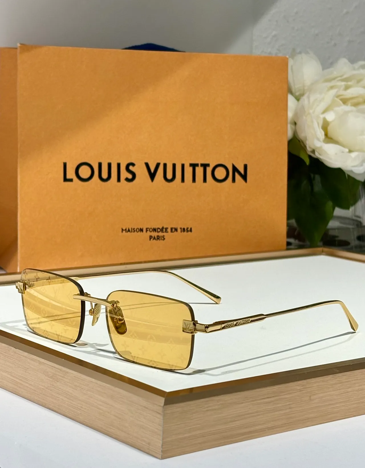 Louis Vuitton Monogrammed Lens Rectangular Rimless Sunglasses 9