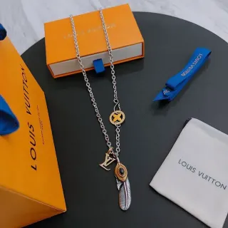 Louis Vuitton Multi-Charm Feather and Flower Pendant Necklace