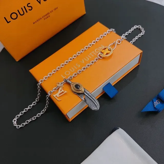 Louis Vuitton Multi-Charm Feather and Flower Pendant Necklace 3