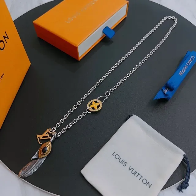 Louis Vuitton Multi-Charm Feather and Flower Pendant Necklace 5