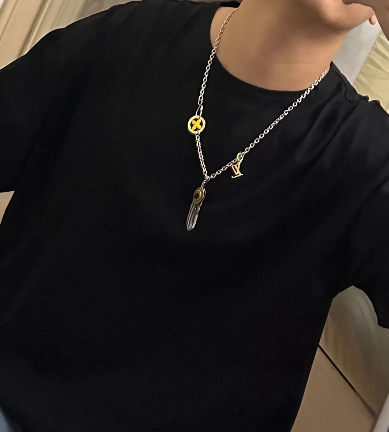 Louis Vuitton Multi-Charm Feather and Flower Pendant Necklace 8