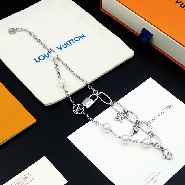 Louis Vuitton Multi-Charm Pearl and Monogram Silver Bracelet 4