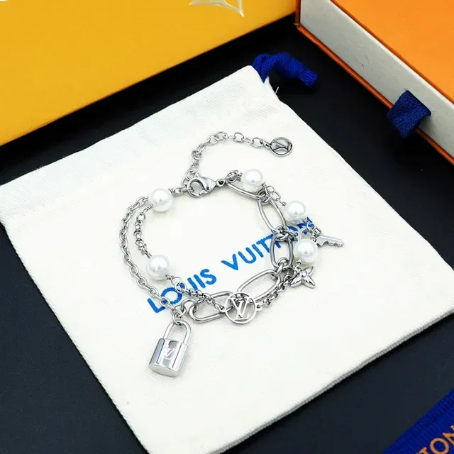 Louis Vuitton Multi-Charm Pearl and Monogram Silver Bracelet 8
