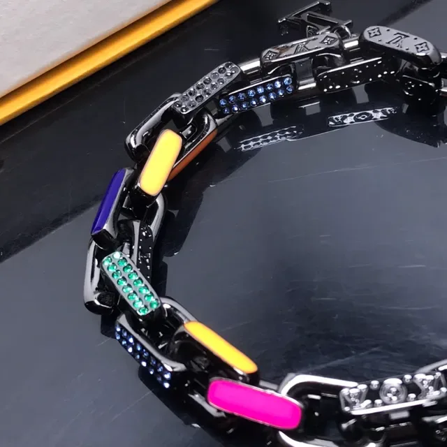 Louis Vuitton Multicolor Enamel and Crystal Link Bracelet 2