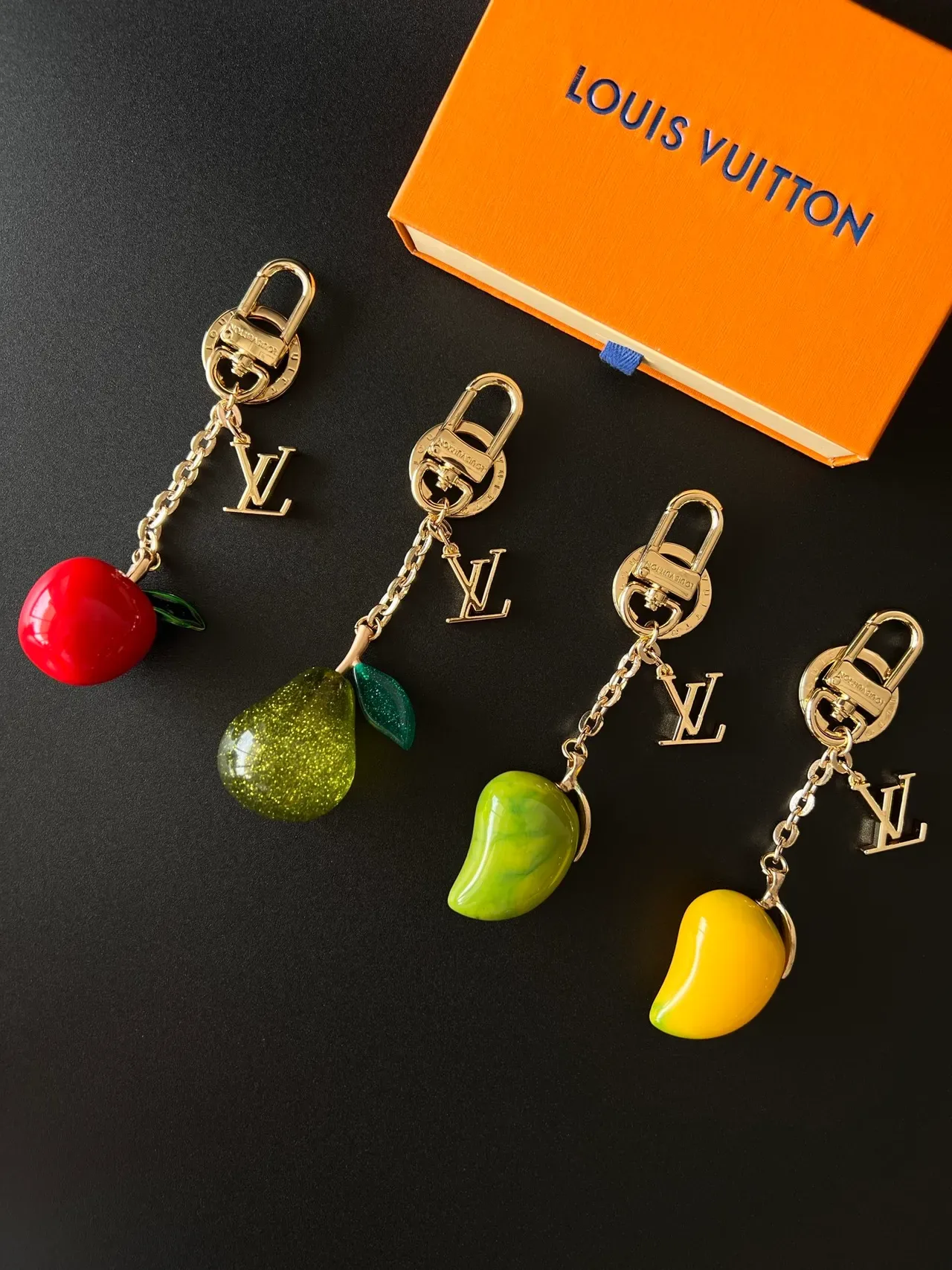 Louis Vuitton Multicolor Gold Fruit-Shaped Resin Charms Metal Hardware Bracelet 10