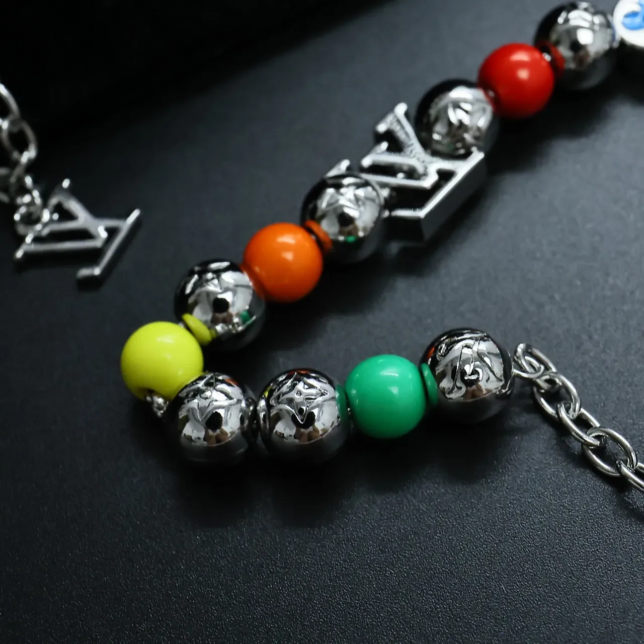 Louis Vuitton Multicolor Silver Beaded Bracelet 9
