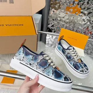 Louis Vuitton Multicolor White Snakeskin-Print Upper Platform Sole Lifestyle Sneakers