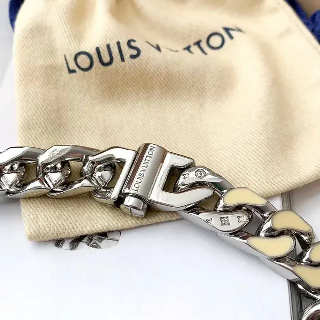 Louis Vuitton Multitone Enamel Monogram Curb Chain Necklace 5
