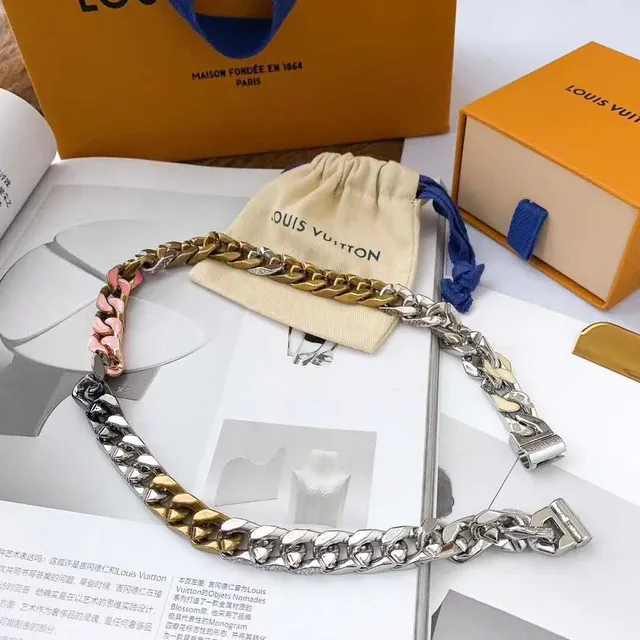 Louis Vuitton Multitone Enamel Monogram Curb Chain Necklace 7
