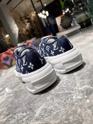 Louis Vuitton Navy White Monogram-Print Canvas Chunky Platform Sole Lifestyle Sneakers 8