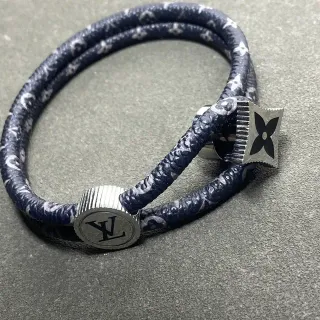 Louis Vuitton Navy White Rope-Cord Construction Double-Wrap Bracelet