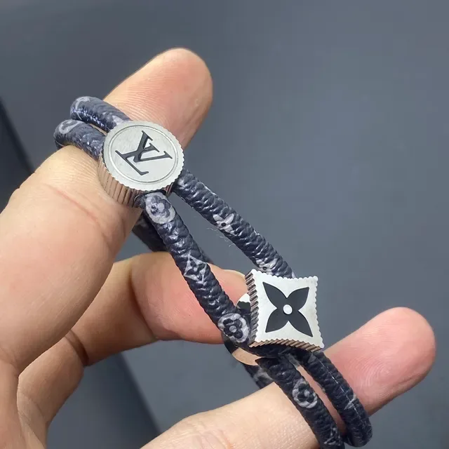Louis Vuitton Navy White Rope-Cord Construction Double-Wrap Bracelet 4