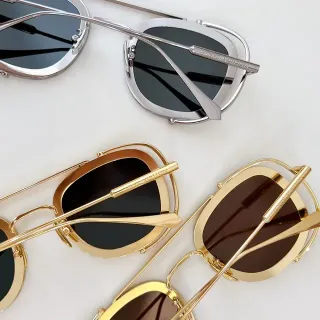 Louis Vuitton Oval-Angular Metal Frame Sunglasses