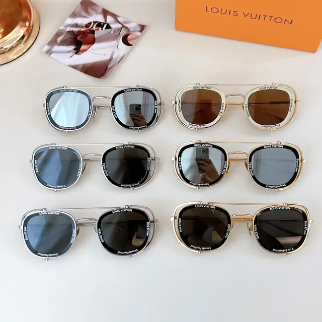 Louis Vuitton Oval-Angular Metal Frame Sunglasses 3