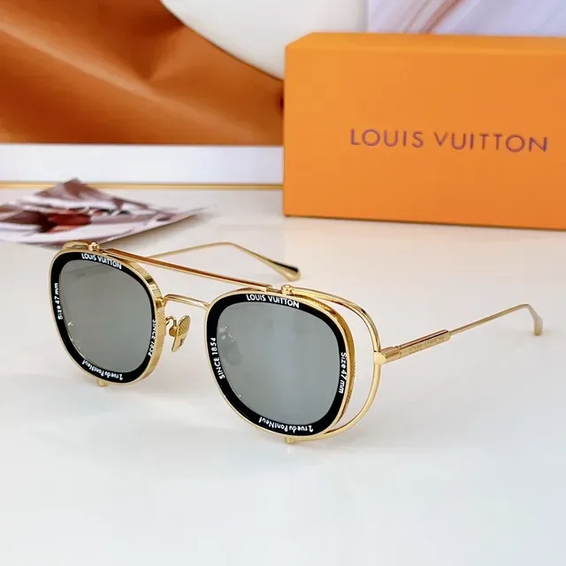 Louis Vuitton Oval-Angular Metal Frame Sunglasses 4