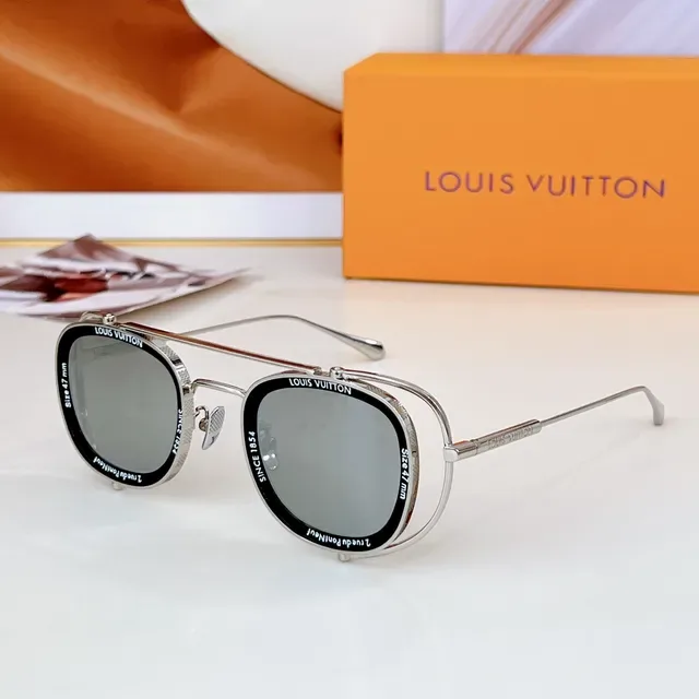 Louis Vuitton Oval-Angular Metal Frame Sunglasses 5