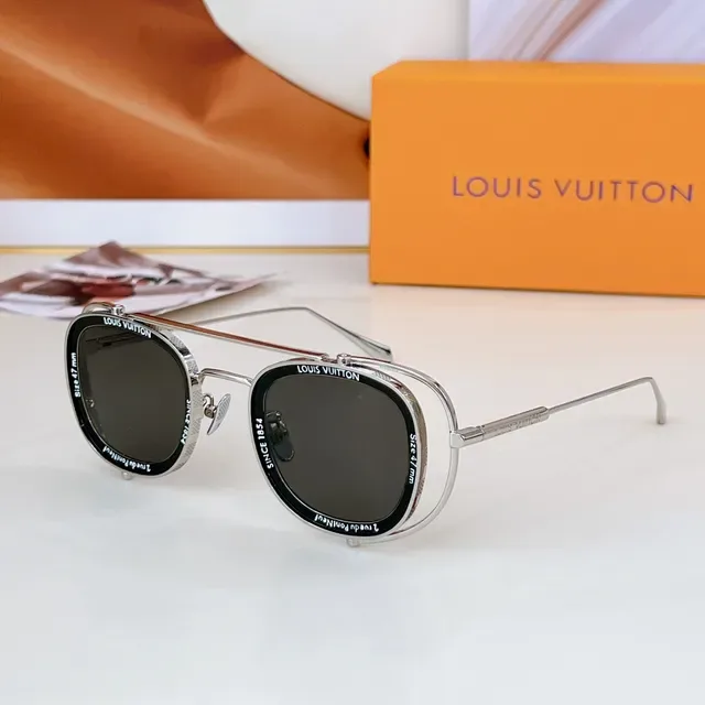 Louis Vuitton Oval-Angular Metal Frame Sunglasses 6