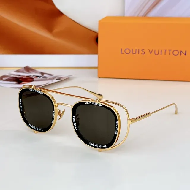 Louis Vuitton Oval-Angular Metal Frame Sunglasses 8