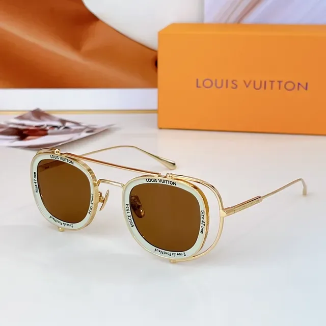 Louis Vuitton Oval-Angular Metal Frame Sunglasses 9