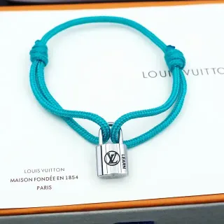 Louis Vuitton Padlock Charm Turquoise Braided Cord Bracelet