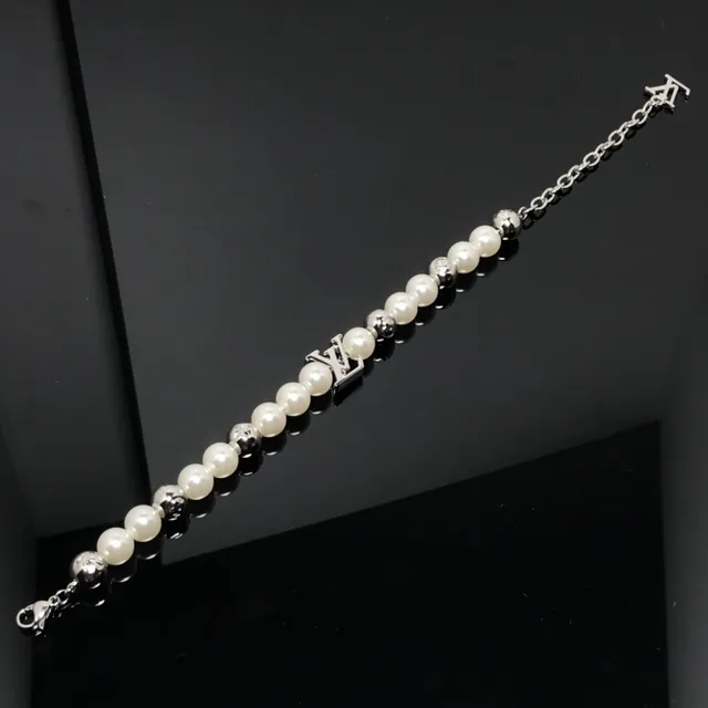 Louis Vuitton Pearl and Silver-Tone Monogram Charm Bracelet 2