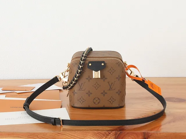 Louis Vuitton Petite Malle Monogram Canvas Boxed Chain Strap Crossbody Bag 2