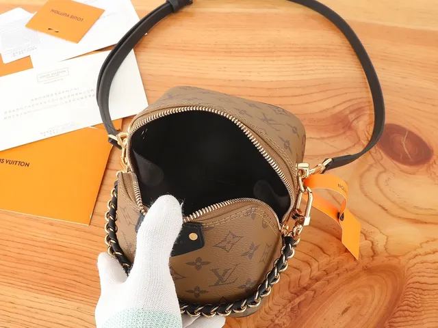 Louis Vuitton Petite Malle Monogram Canvas Boxed Chain Strap Crossbody Bag 7