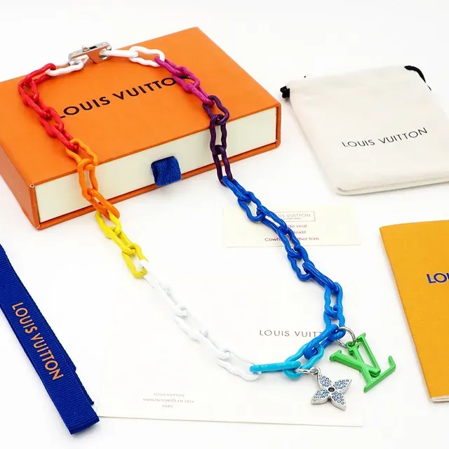 Louis Vuitton Rainbow Chain Multicolor Resin Multi-Link Construction Necklace 5