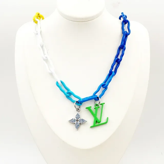 Louis Vuitton Rainbow Chain Multicolor Resin Multi-Link Construction Necklace 7