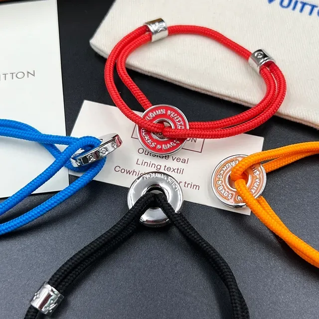 Louis Vuitton Red Silver Braided Cord Double-Wrap Bracelet 7